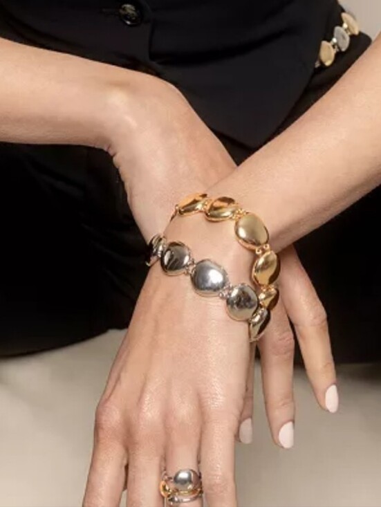 ettika Jewelry - ETTIKA Polished Pebble Linked Bracelet Rhodium-plated 7"+2" New